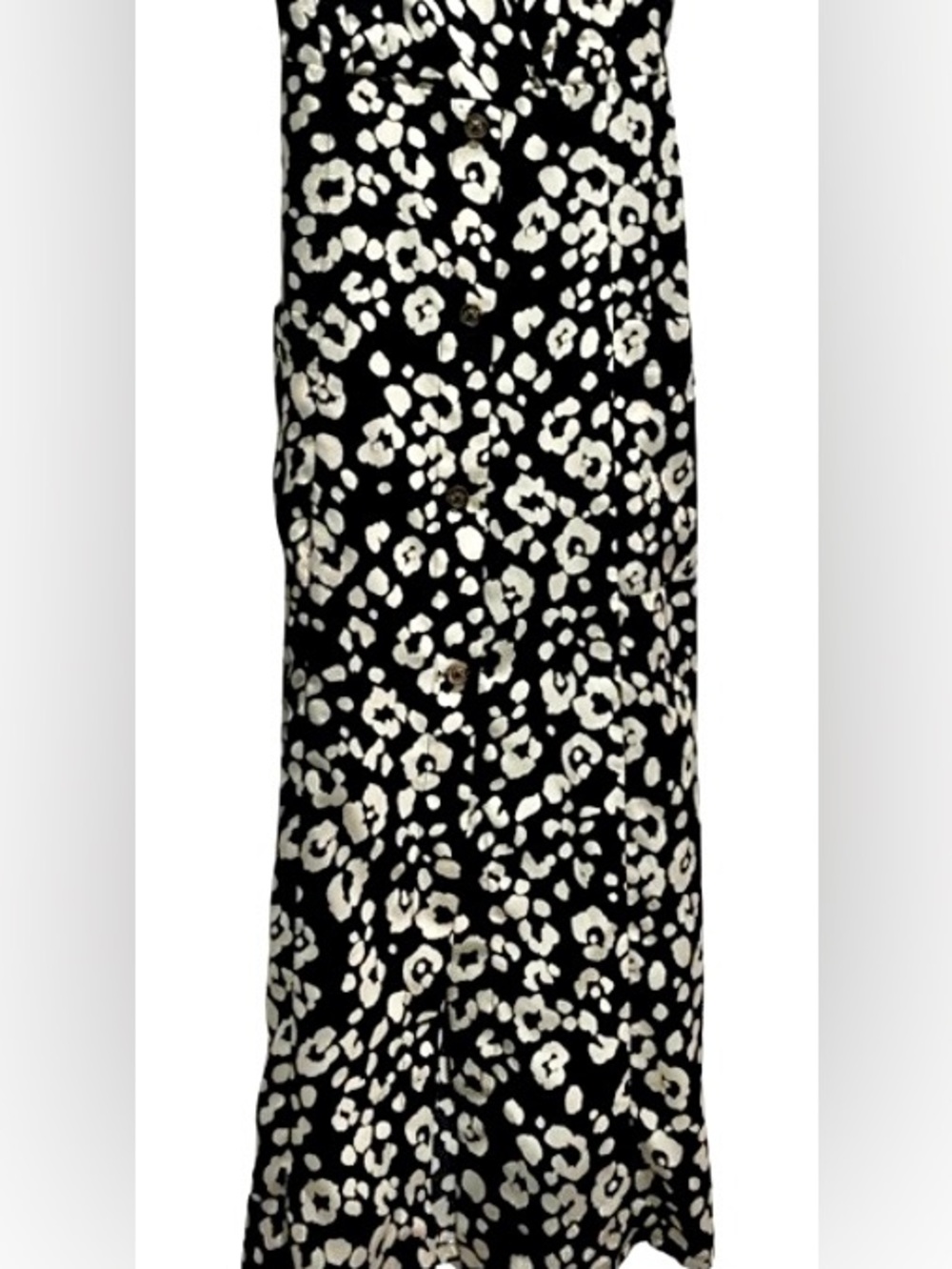 Sienna Sky Black Cream Leopard Print Flutter Sleeve Midi Dress Small - Picture 5 of 6